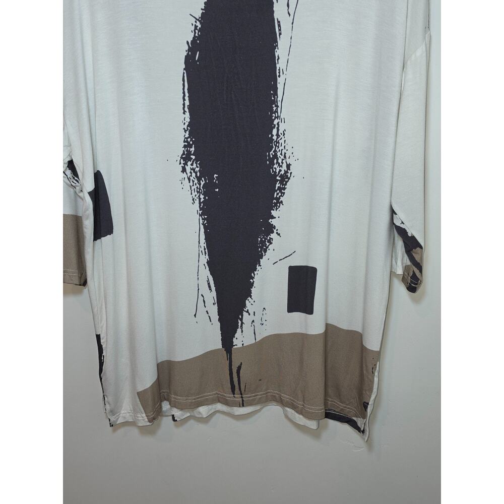Lemon Grass Bamboo Tee Lagenlook Oversized Tunic Abstract Small NWT - Picture 6 of 8